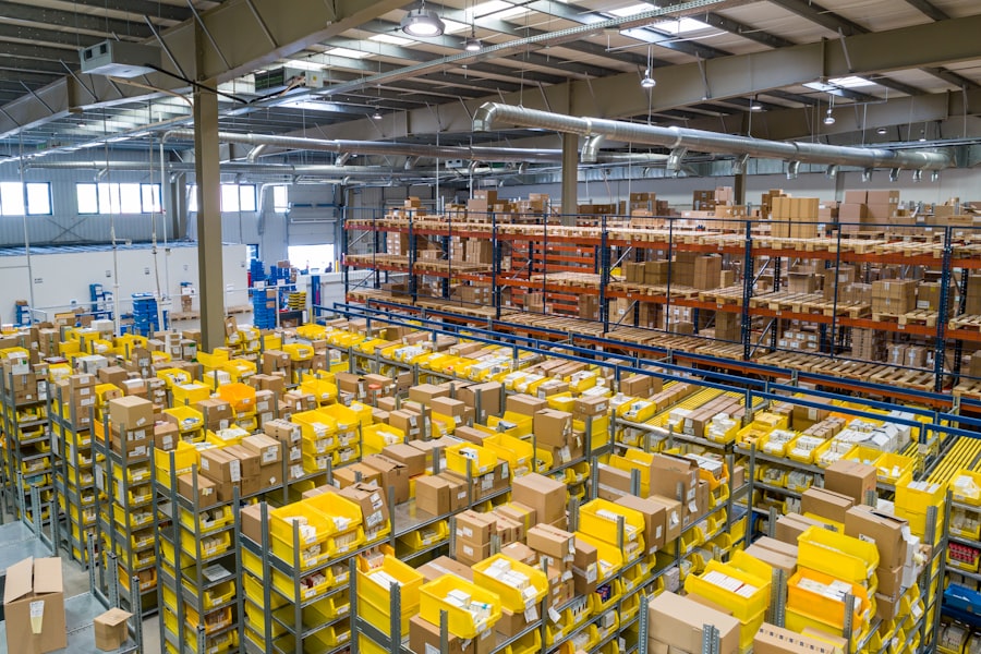 Packages being prepared for international shipping